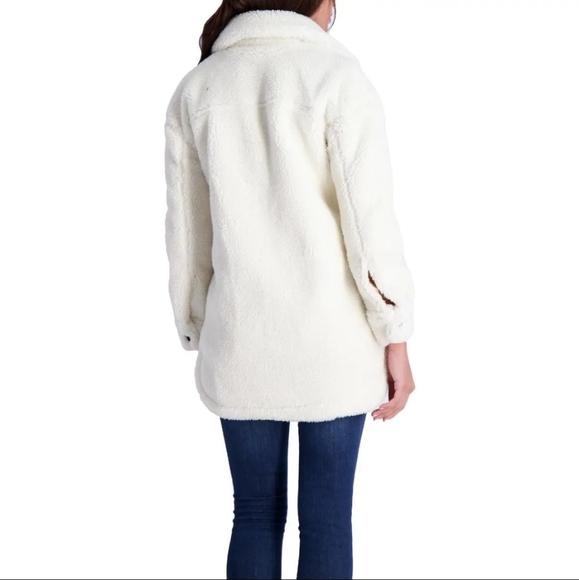 Lucky Brand FAUX FUR Long Sleeve Button Up Coat Designer #691 - Picture 4 of 14